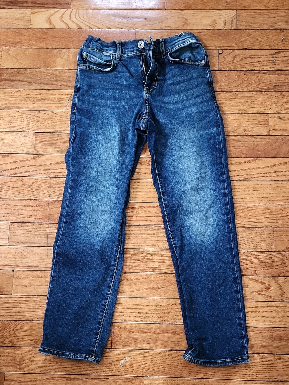 Children's Place Denim Stretch Straight Leg Jeans in Dark Blue; 10